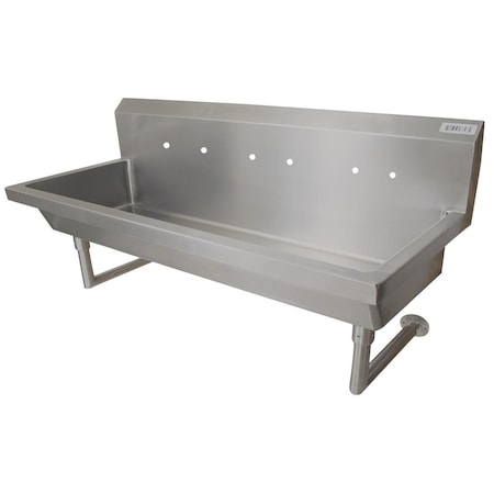 Bk Resources 72" Wall Mount Three Station Handwash Sink, 8" O.C. Splash Mount MSHS-72W2